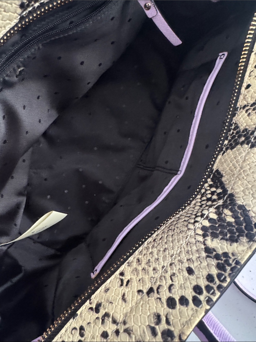 kate spade Lilac Satchel with Yellow Snake-Accent Trim - Picture 15 of 16